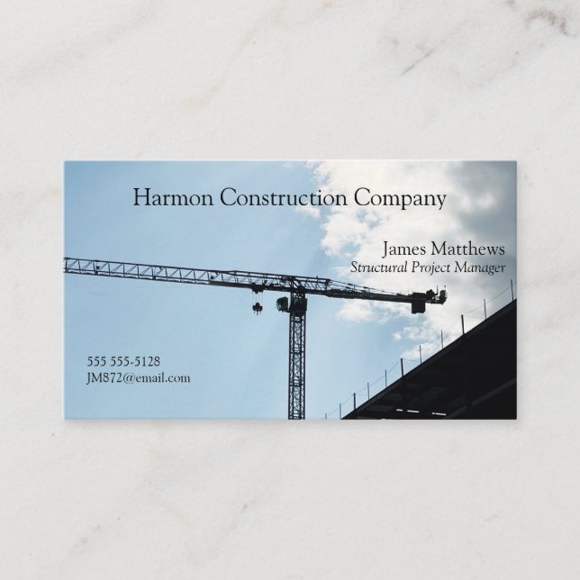 Carte De Visite Grue de construction et ciel (Devant)