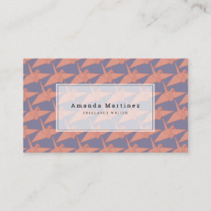 Carte De Visite Grue d'Origami moderne Motif violet et orange