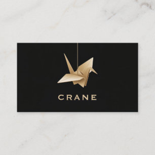 Carte De Visite Grue en origami Or Noir Élégant Japonais