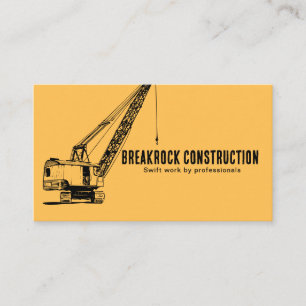 Carte De Visite Grue noire Jaune Style Illustratif Construction