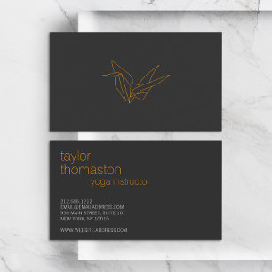 Carte De Visite Grue Origami créative Orange sur gris foncé