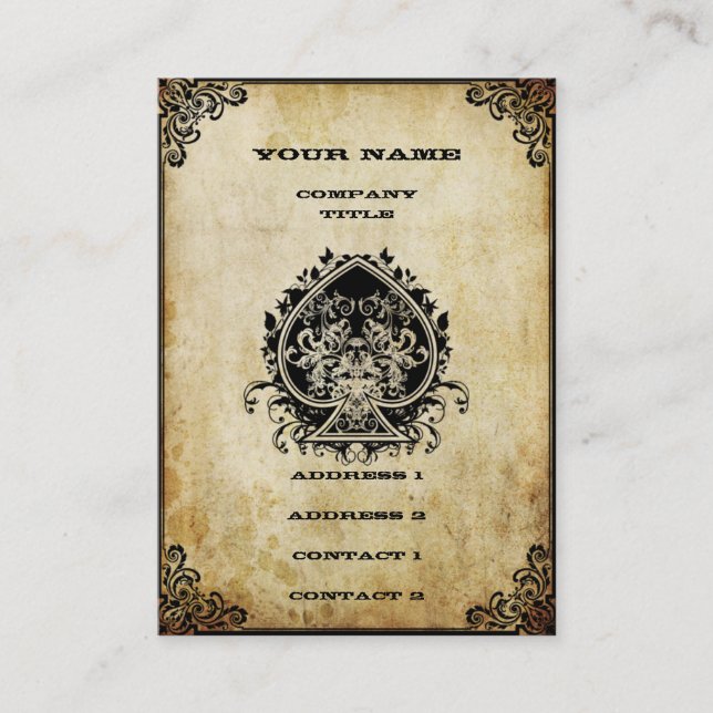 Carte De Visite Grunge Ace de pique (Devant)