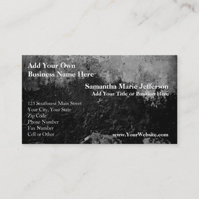 Carte De Visite Grunge Black Paint Faux Design (Devant)