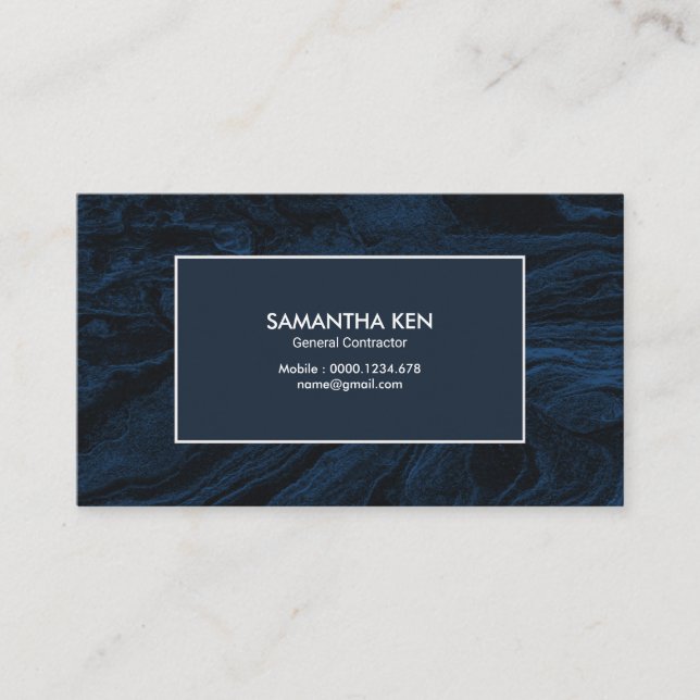 Carte de visite grunge bleu vif du Général (Devant)