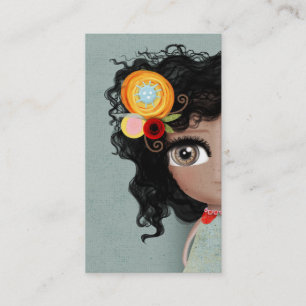 Carte de visite grunge Dame Belle Chevelure Brun Y