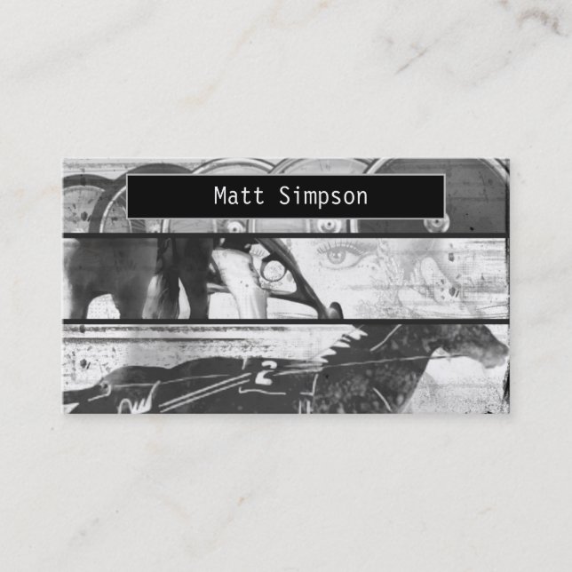 Carte De Visite Grunge de course d'attelages (Devant)