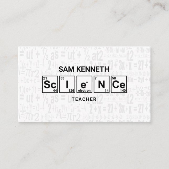 Carte De Visite Grunge de formule de maths d'éléments de chimie de (Devant)