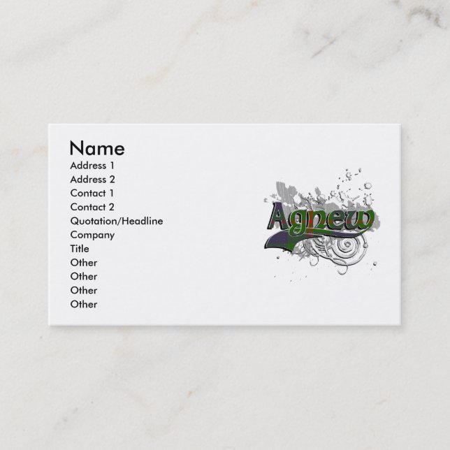 Carte De Visite Grunge de tartan d'Agnew (Devant)