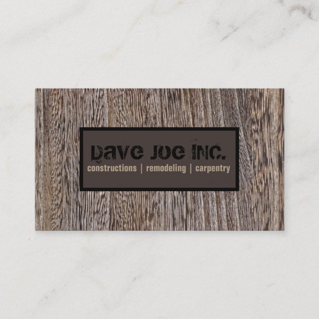 Carte De Visite grunge en bois de charpente Construction (Devant)