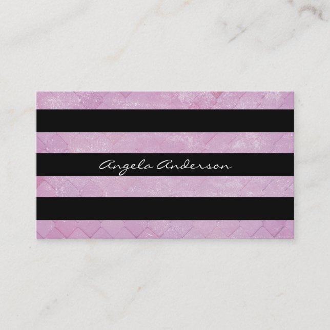 Carte De Visite Grunge en carrelage rose / Grandes bandes noires M (Devant)