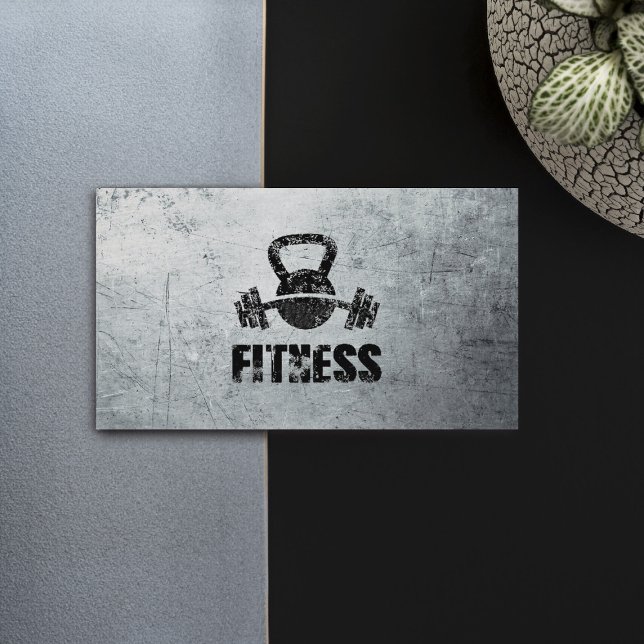 Carte De Visite Grunge Fitness Personal Trainer Kettlebell Barbell (Créateur téléchargé)