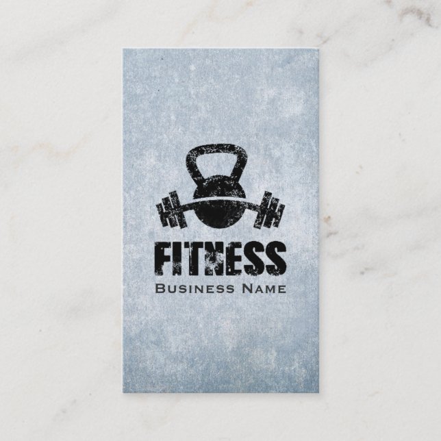 Carte De Visite Grunge Fitness Personal Trainer Kettlebell Barbell (Devant)