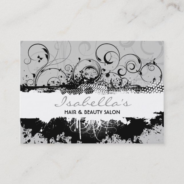 Carte de visite grunge floral (Devant)