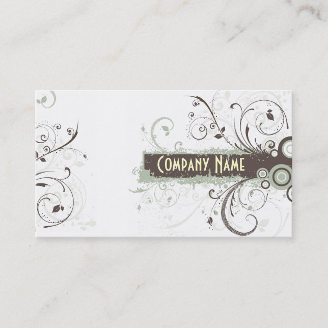 Carte de visite grunge floral (Devant)