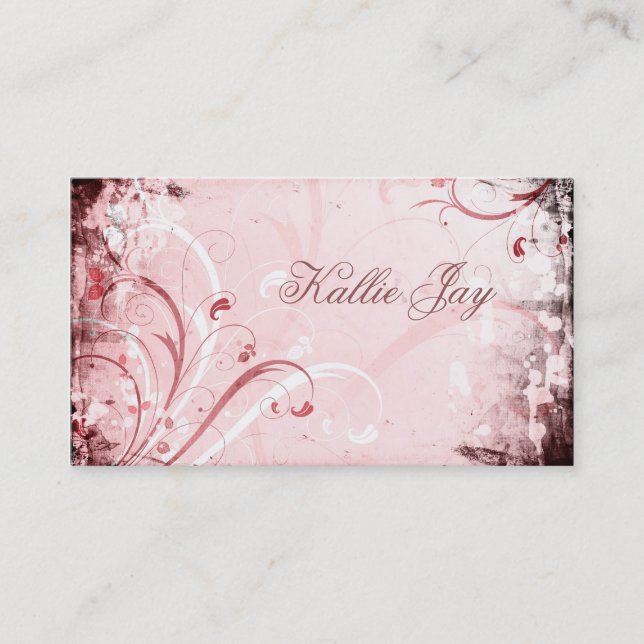 Carte de visite grunge floral (Devant)