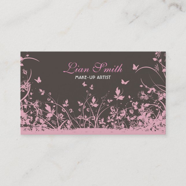 Carte de visite grunge floral (Devant)