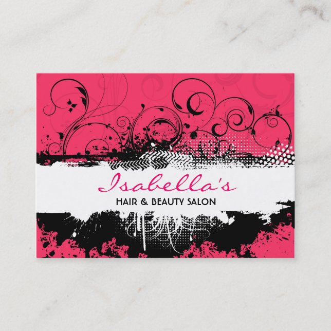 Carte de visite grunge floral (Devant)