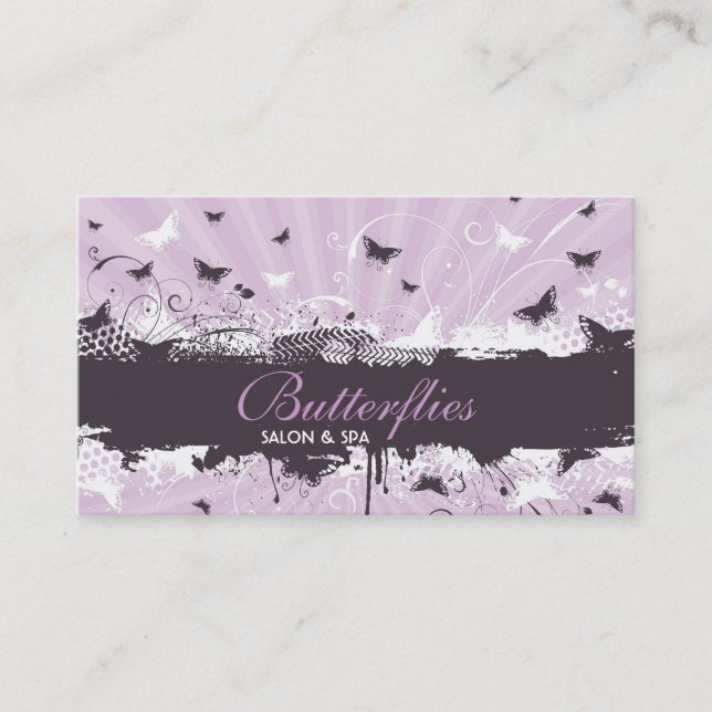 Carte de visite grunge floral de papillon (Devant)