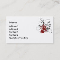 Carte de visite grunge floral rouge de remous de