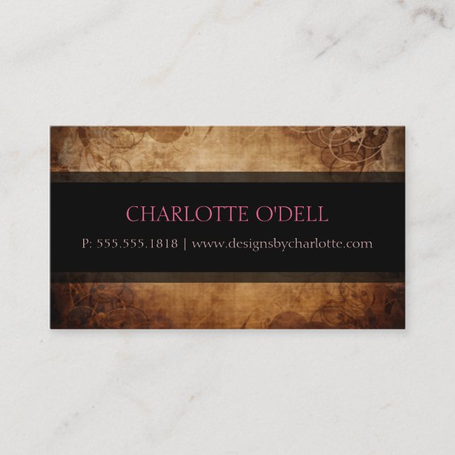 Carte De Visite grunge florale (Devant)
