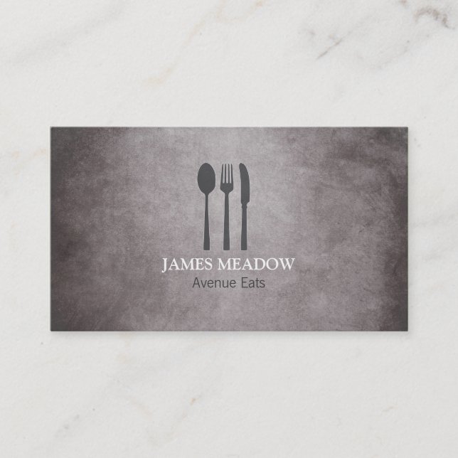Carte De Visite Grunge Fork Cuillère Cuillère Restaurant Café Rest (Devant)