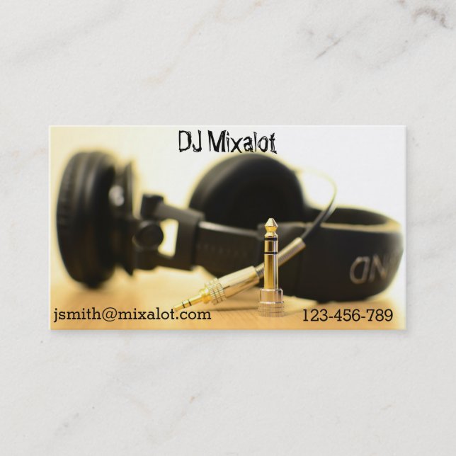 Carte De Visite Grunge géniale du DJ de disque d'écouteurs (Devant)