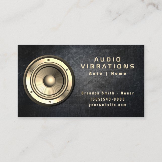 Carte De Visite Grunge Gold Haut-parleur Voiture Installation stér (Devant)
