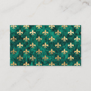 Carte De Visite Grunge Green Velvet Fleur De Lis Mardi Gras
