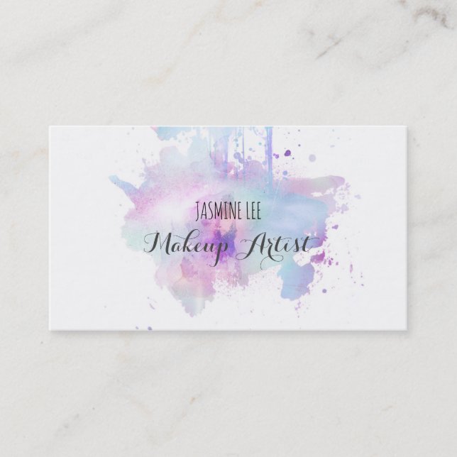 Carte De Visite grunge moderne chic de bleu d'aquarelle de (Devant)