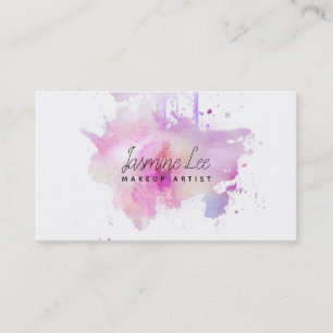 Carte De Visite grunge moderne chic de pourpre d'aquarelle de