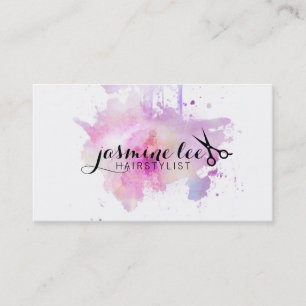 Carte De Visite grunge moderne chic de pourpre d'aquarelle de