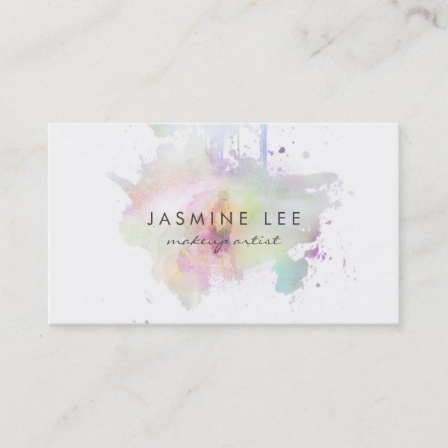 Carte De Visite grunge moderne chic de pourpre d'aquarelle de (Devant)