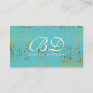 Carte De Visite Grunge Or Script Monogramme fantaisie