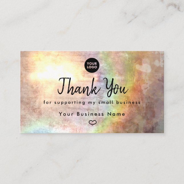 Carte De Visite Grunge Pastel Tan Beige Heart Merci (Devant)