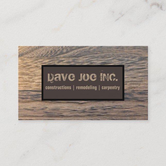 Carte De Visite grunge rustique bois grain Construction menuiserie (Devant)