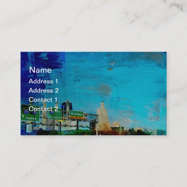 Carte De Visite Grunge Skyline de Kansas City (Devant)