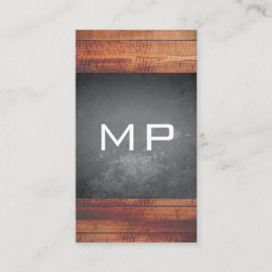 Carte De Visite Grunge Texture Bois rustique Monogramme
