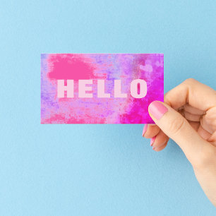 Carte De Visite Grunge unique Hello Hot rose Lilac violet