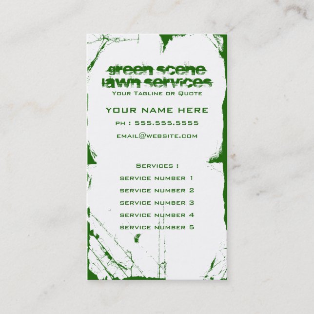 Carte De Visite grunge verte de scène (Devant)