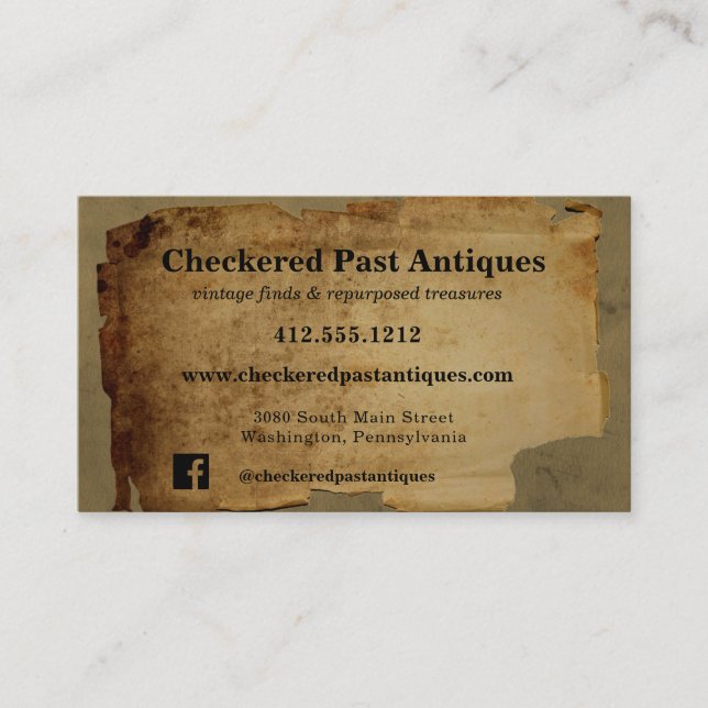 Carte De Visite Grungy Vintage Torn Papier antique (Devant)