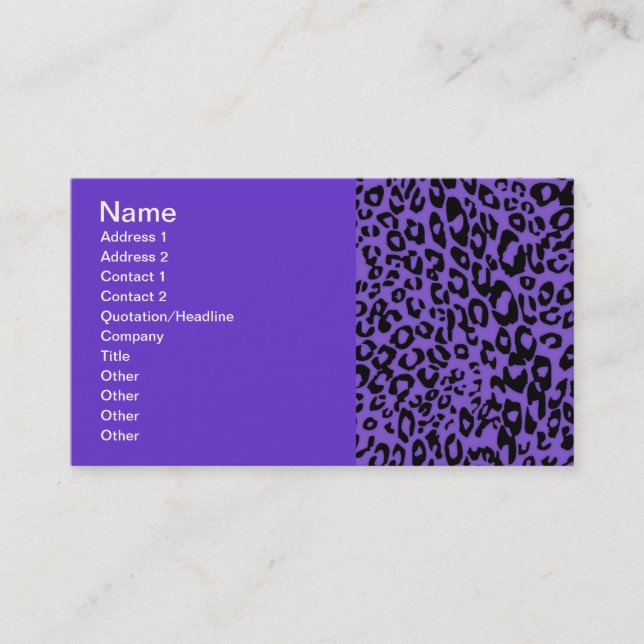 Carte De Visite guépard pourpre (Devant)