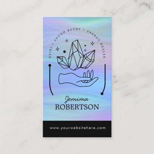 Carte De Visite Guérisseur d'énergie, Reiki, Tarot, cristaux ésoté (Devant)