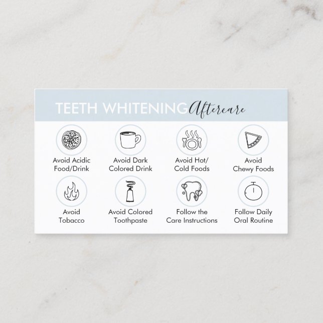 Carte De Visite Guide bleu pour blanchir les dents Conseils de soi (Dos)
