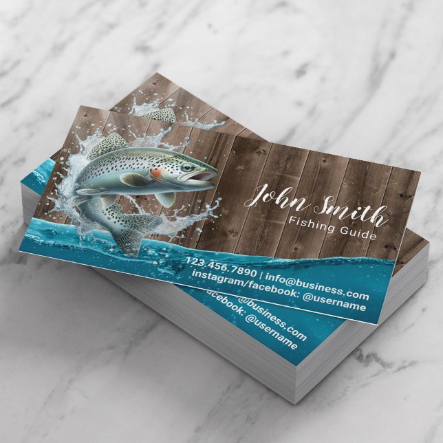 Carte De Visite Guide de pêche Chartes de pêche Professionnel (Créateur téléchargé)