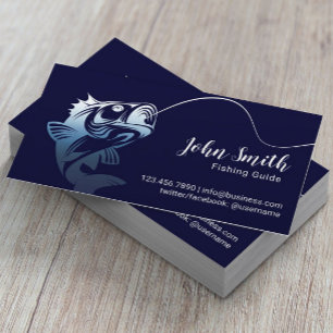 Carte De Visite Guide de pêche professionnelle Service Marine Bleu