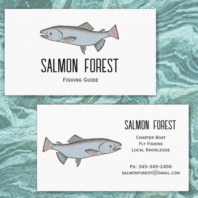 Carte De Visite Guide de Pêche Saumon Unique Nature Simple (Créateur téléchargé)