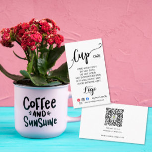 Carte De Visite Guide de soin de tasse minimaliste Code QR de logo