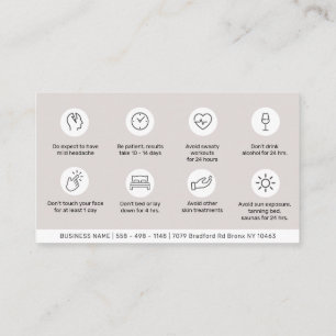 Carte De Visite Guide de soins après Botox Taupe Minimal