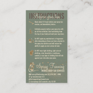 Carte De Visite Guide de soins avant et après le bronzage par pulv