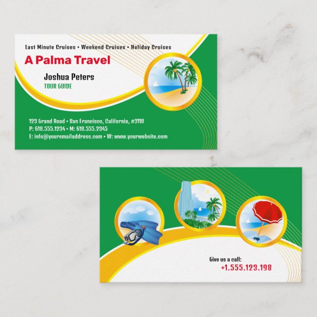 Carte De Visite Guide des visites | Meilleures vacances (Devant / Derrière)